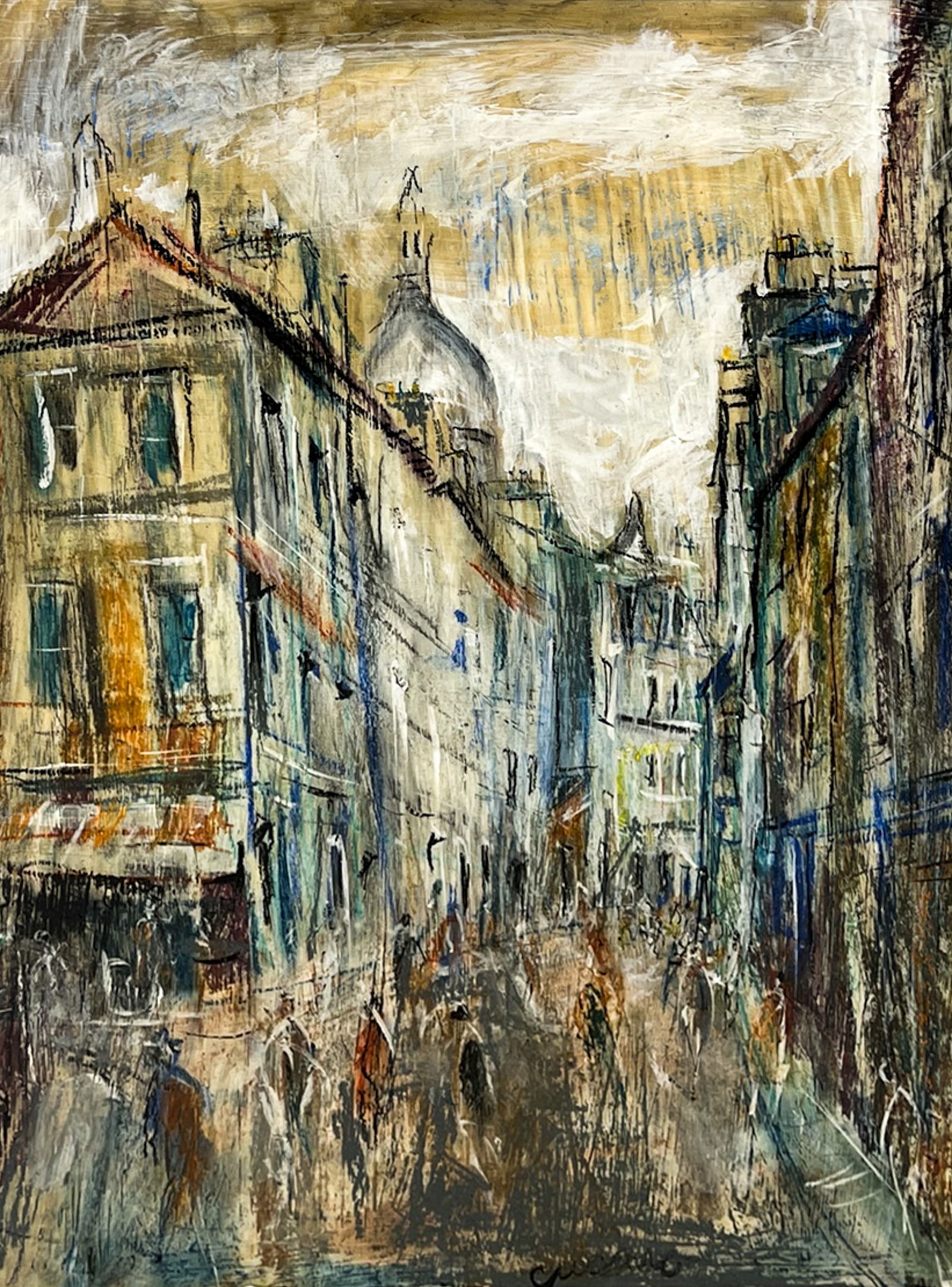 Pascal Cucaro "Street Scene" Oil on Board (1 of 2)