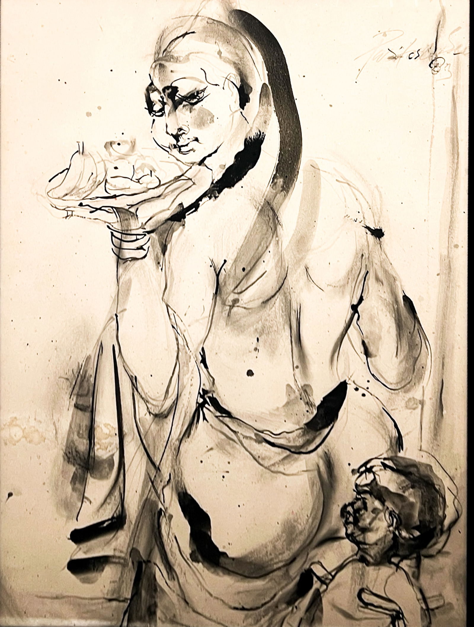 Paritosh Sen "Untitled" 1983 Charcoal & Watercolor on Paper (1 of 2)