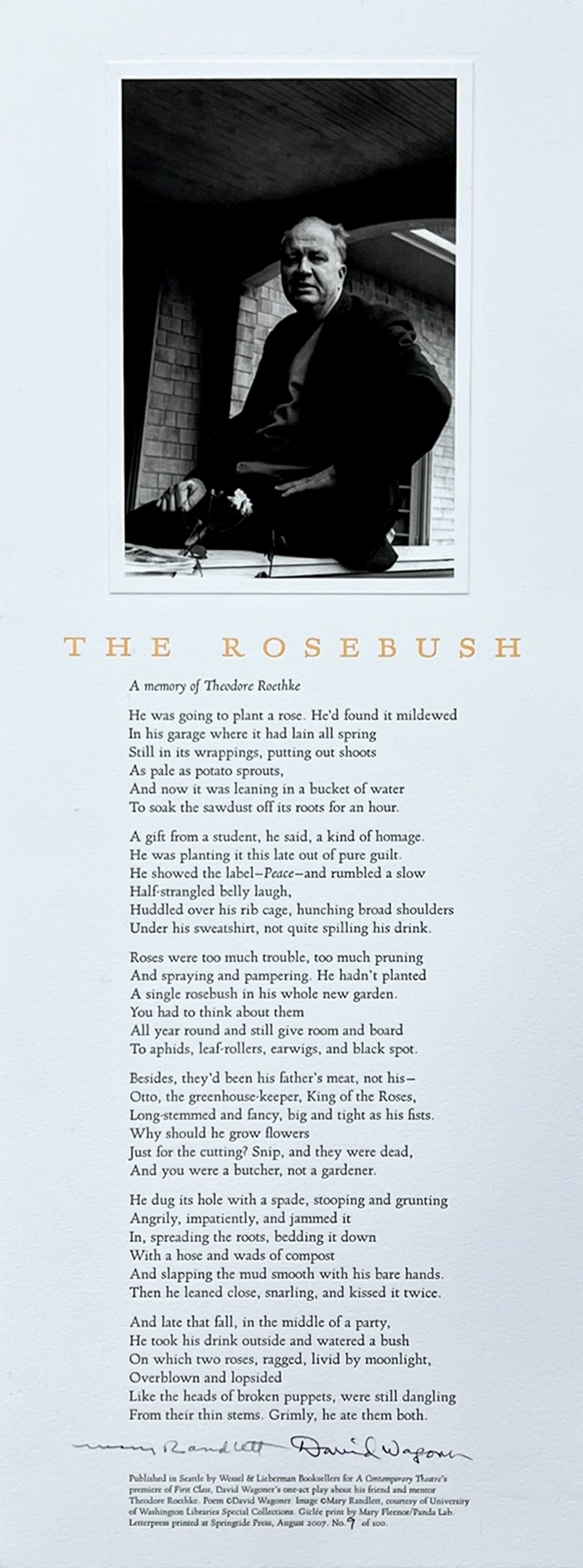 Mary Randlett & David Wagner Letter Press Poem & Photograph (1 of 2)