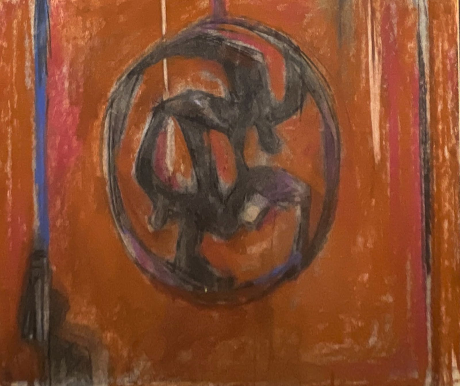 Manfred Schwartz "The Orange Ring" 1960's Pastel on Paper: Manfred Schwartz (1909-1970 New York) "The Orange Ring" 1960's Pastel on Paper 18"x25" Image. No visible signature, possibly under matting. Title label on verso. Framed 26.5"x33". Excellent condition.