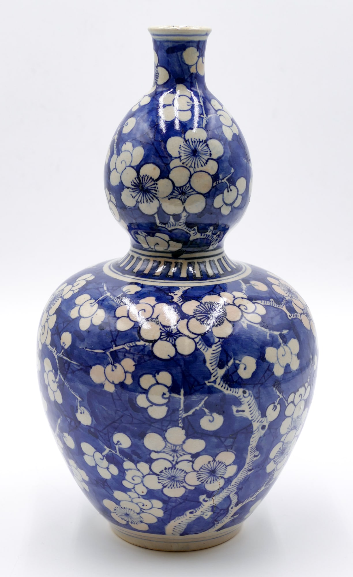 Old Chinese Ceramic Prunus Double Gourd Vase (1 of 3)