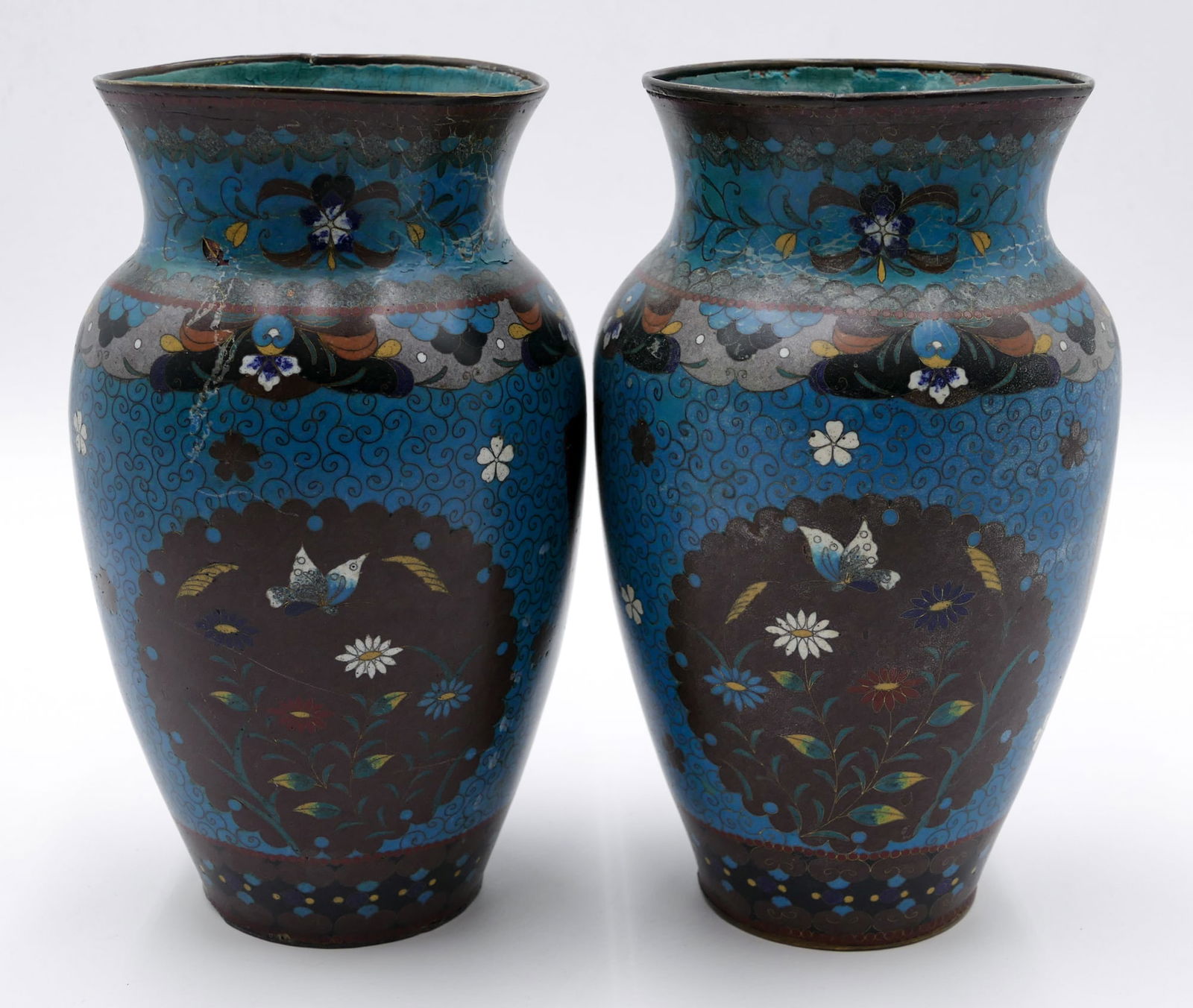 Pair Antique Japanese Cloisonne Vases (1 of 4)