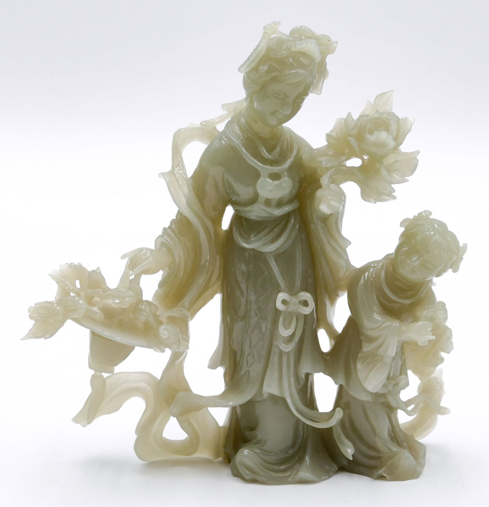 Chinese Carved Jade Meiren and Child Figure (1 of 3)