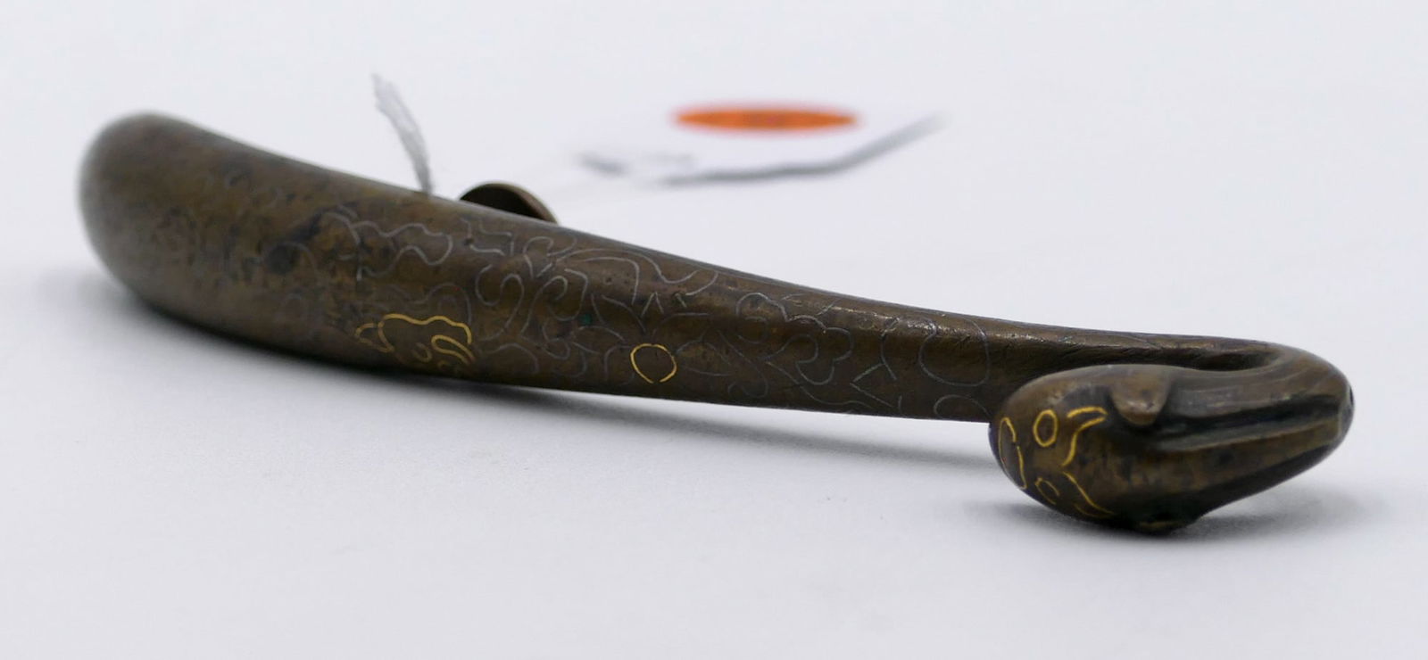 Old Chinese Silver & Gold Inlaid Bronze Belt Hook (1 of 3)