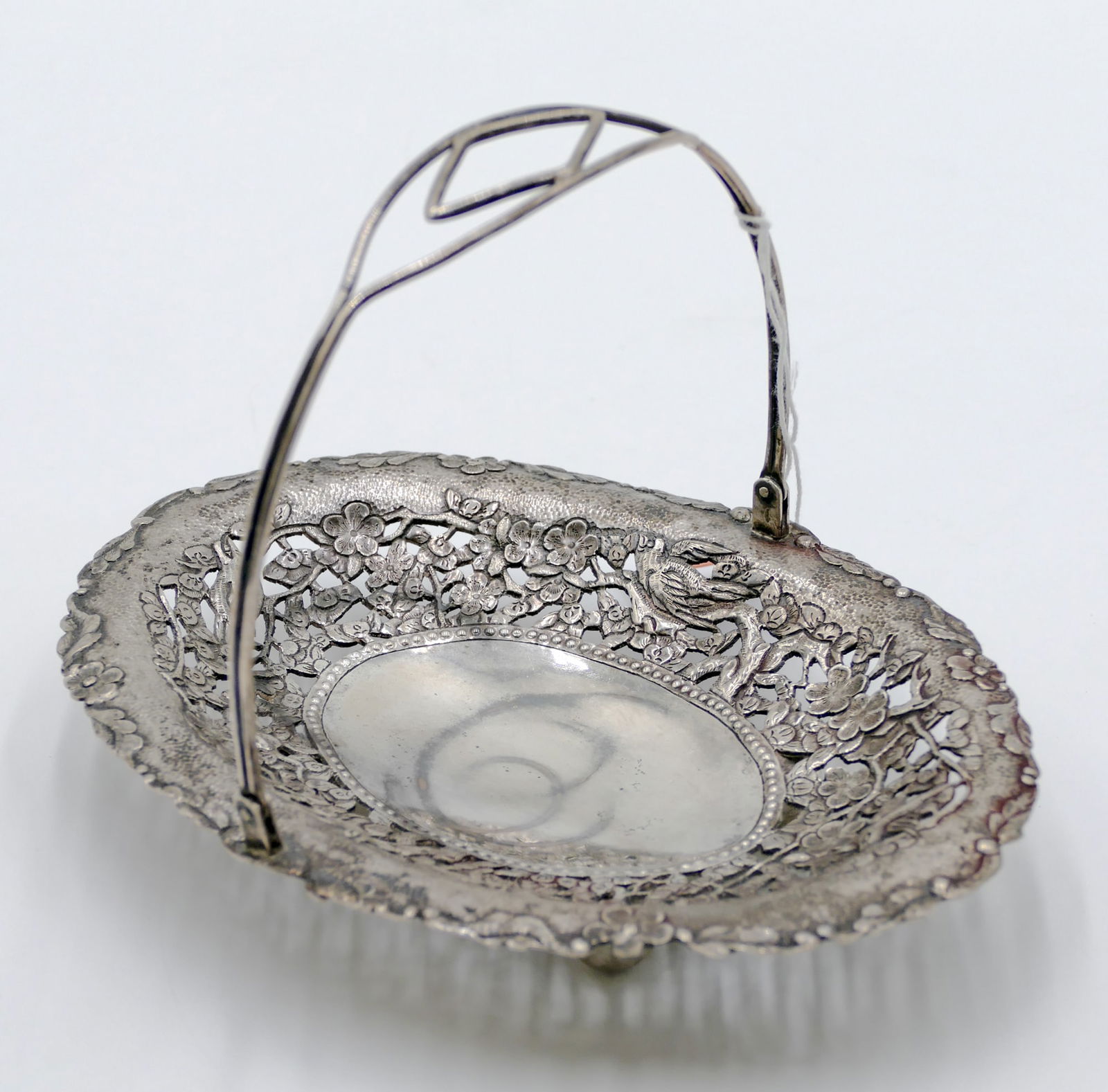 Old Chinese Export Silver Pierced Basket (1 of 4)