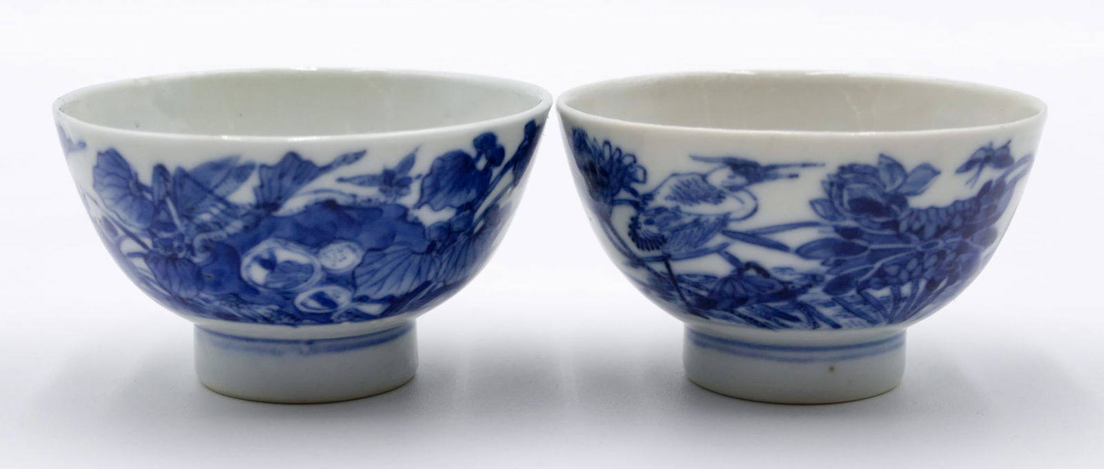 Pair Old Chinese Blue & White Porcelain Tea Cups (1 of 3)