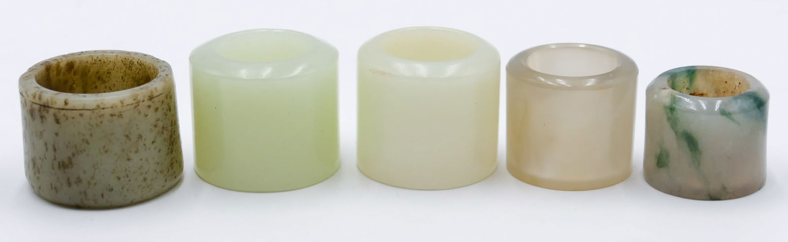 5pc Old Chinese Jade Archer's Thumb Rings (1 of 3)