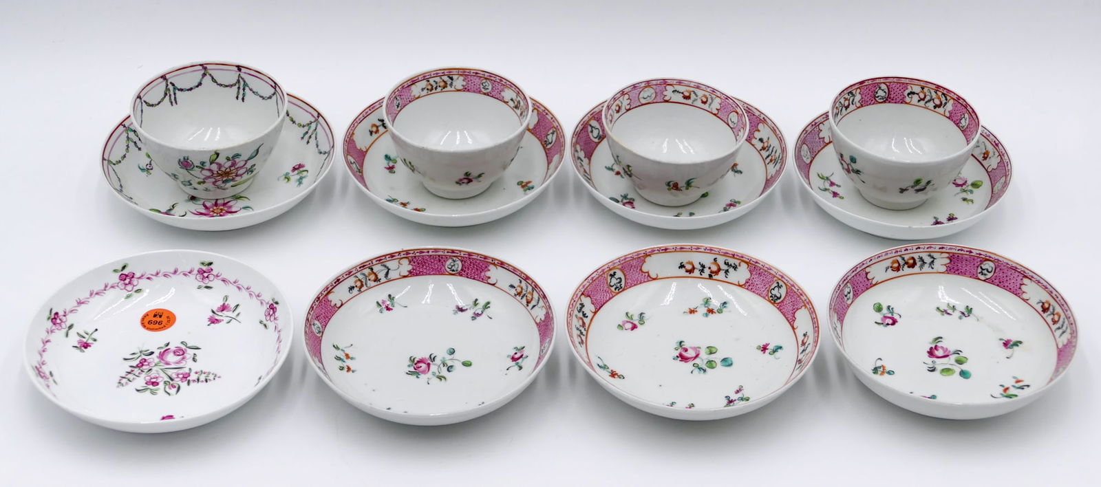 8pc Chinese 18th Cent. Export Porcelain Cup Saucers (1 of 6)