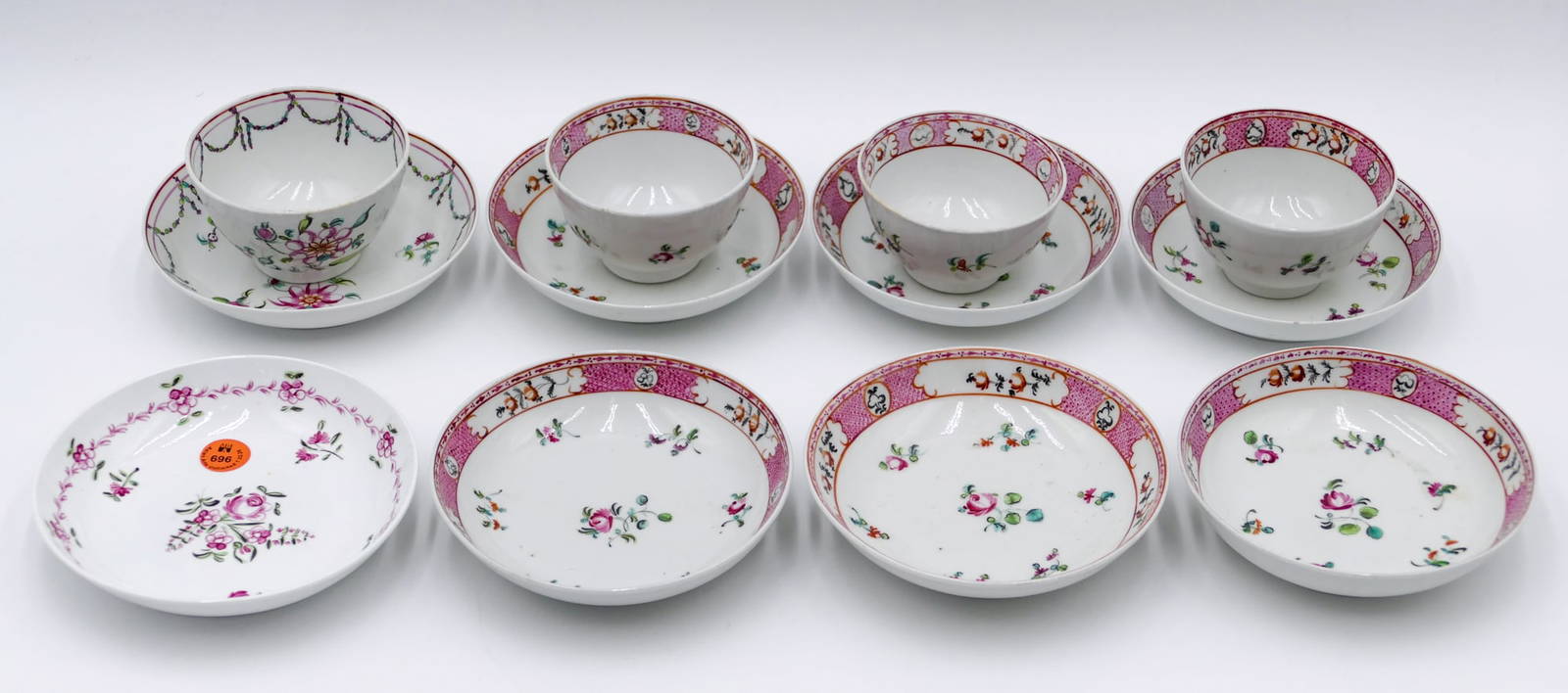 8pc Chinese 18th Cent. Export Porcelain Cup Saucers
