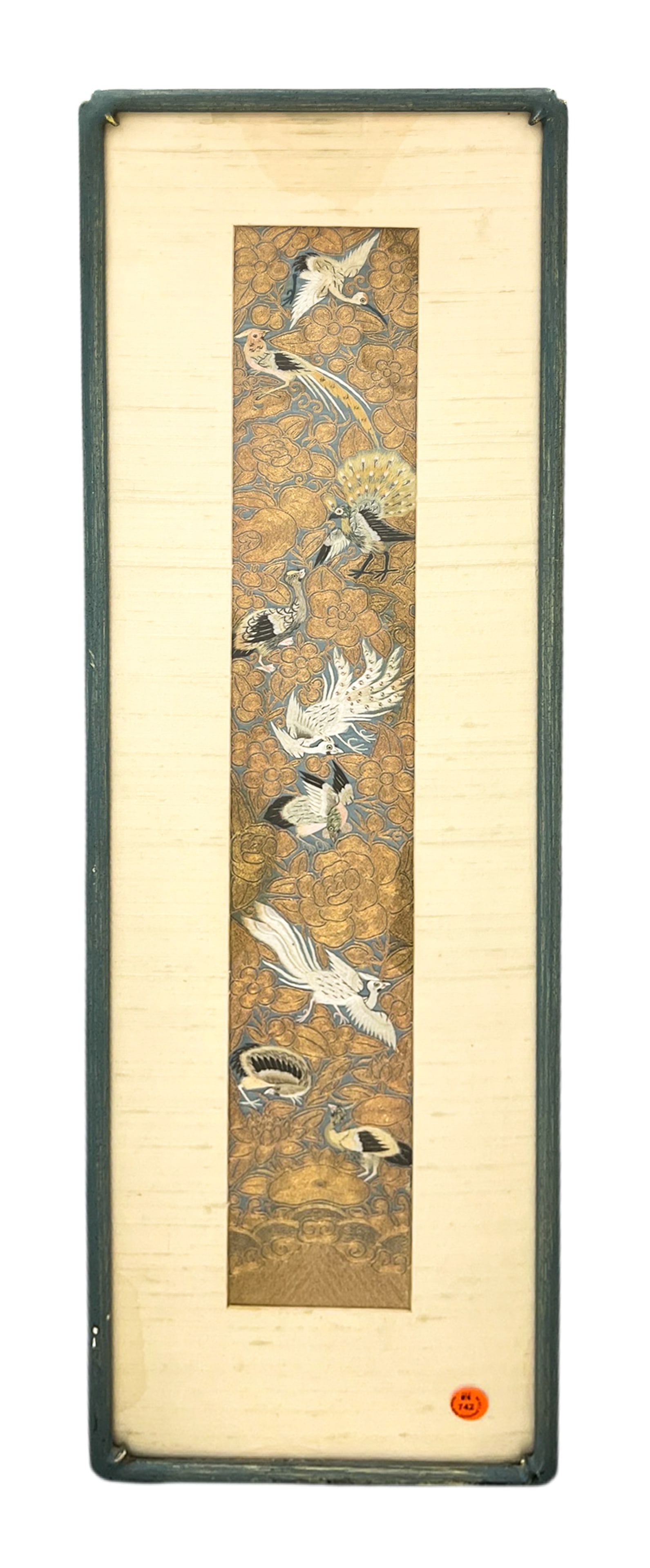 Old Chinese Gold Thread Birds Sleeve Panel Framed (1 of 1)
