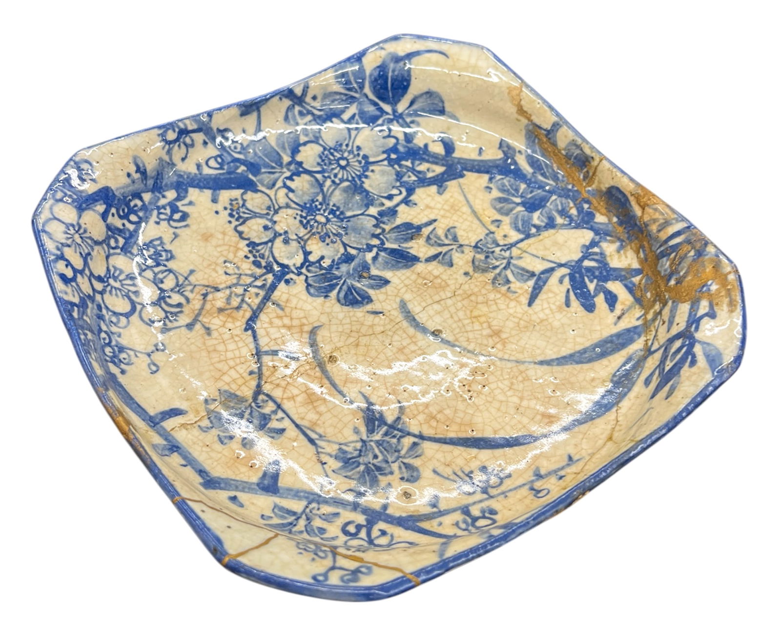 Antique Japanese Seto Ware Square Dish in Box (1 of 3)