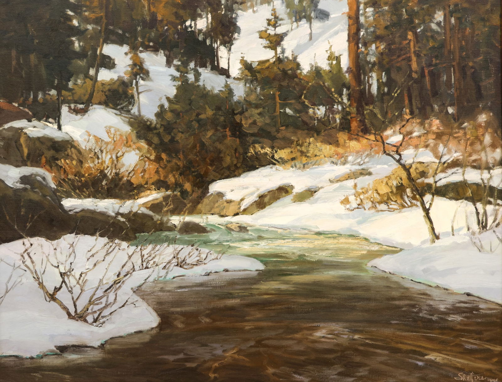 Peter Winthrop Sheffers "Headwaters of the Deschutes River" 1945 Oil