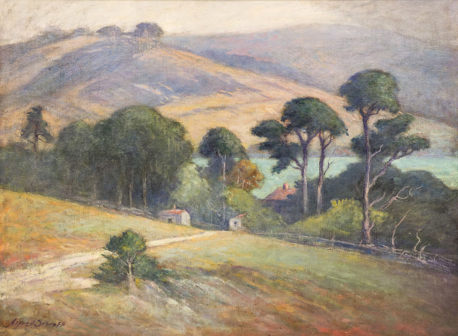Alfred Schroff "Carmel Landscape, California" Oil on Canvas (1 of 4)