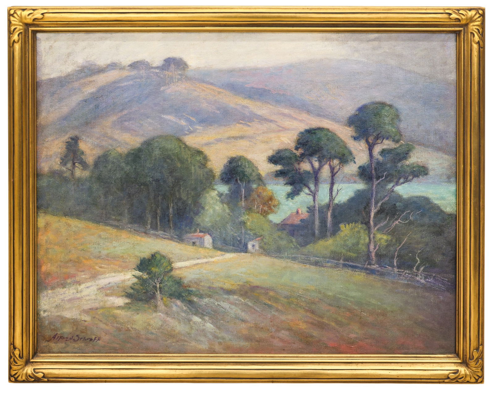 Alfred Schroff "Carmel Landscape, California" Oil on Canvas - 2