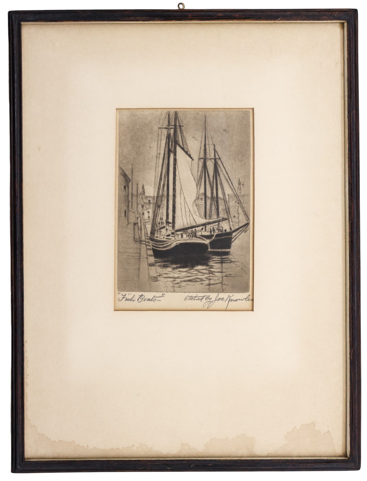Joseph Knowles "Fish Boats, Gloucester" Etching - 2