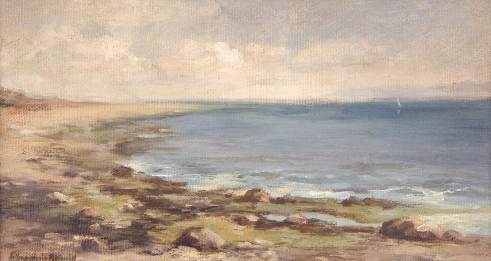 Lillian Annin Pettingill "Marine Scene" Oil on Canvas (1 of 3)