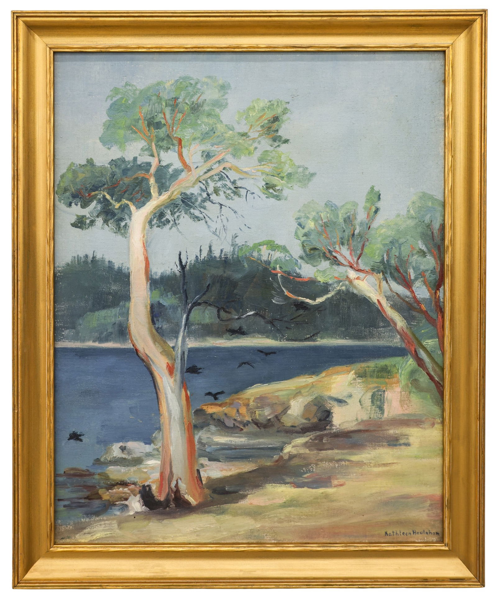 Kathleen Eva Houlahan "Trees by the Shore" Oil on Canvas - 2