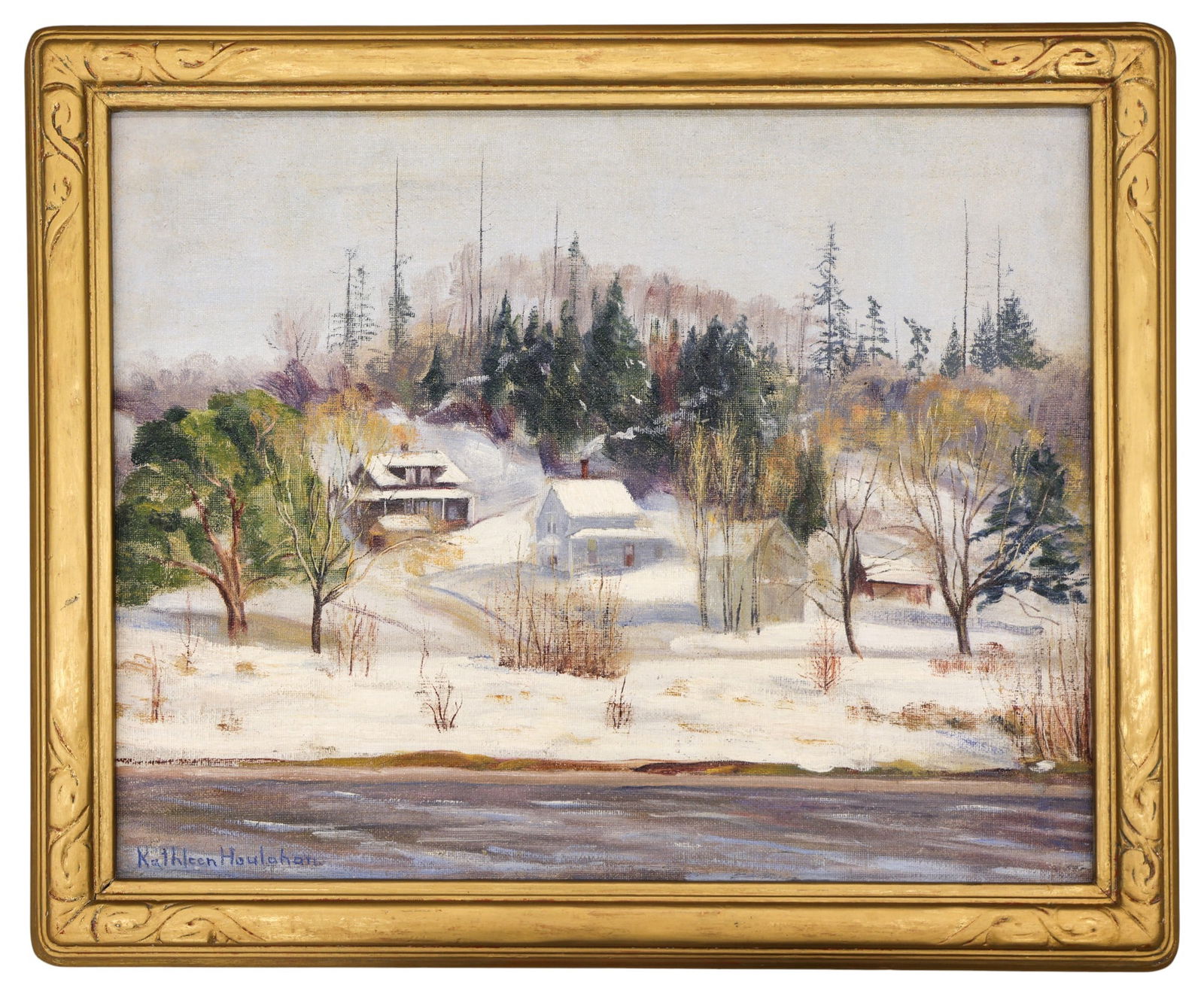 Kathleen Eva Houlahan "Winter Scene" Oil on Canvas - 2