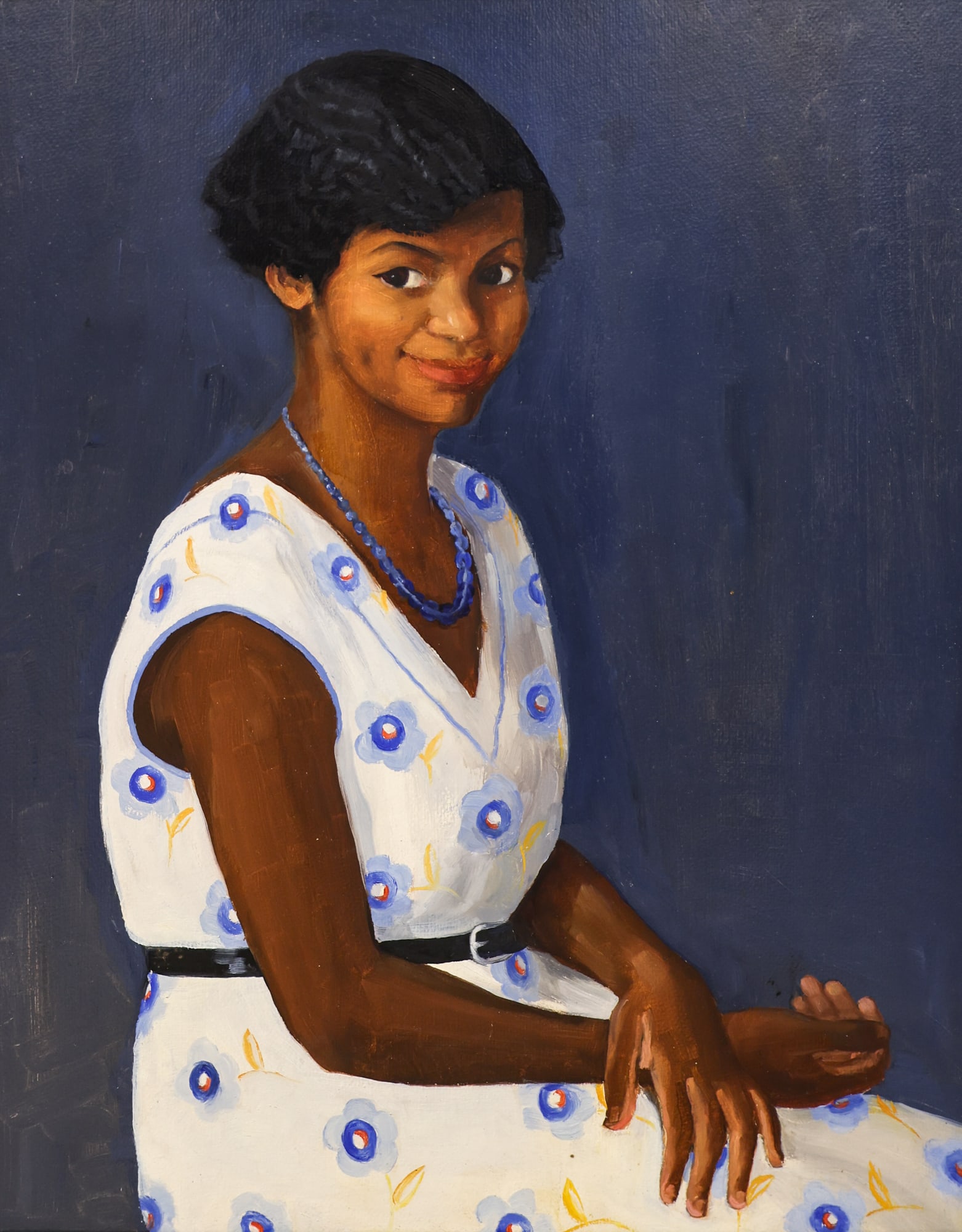 Kathleen Eva Houlahan "The Blue Flower Dress" Oil on Masonite (1 of 3)