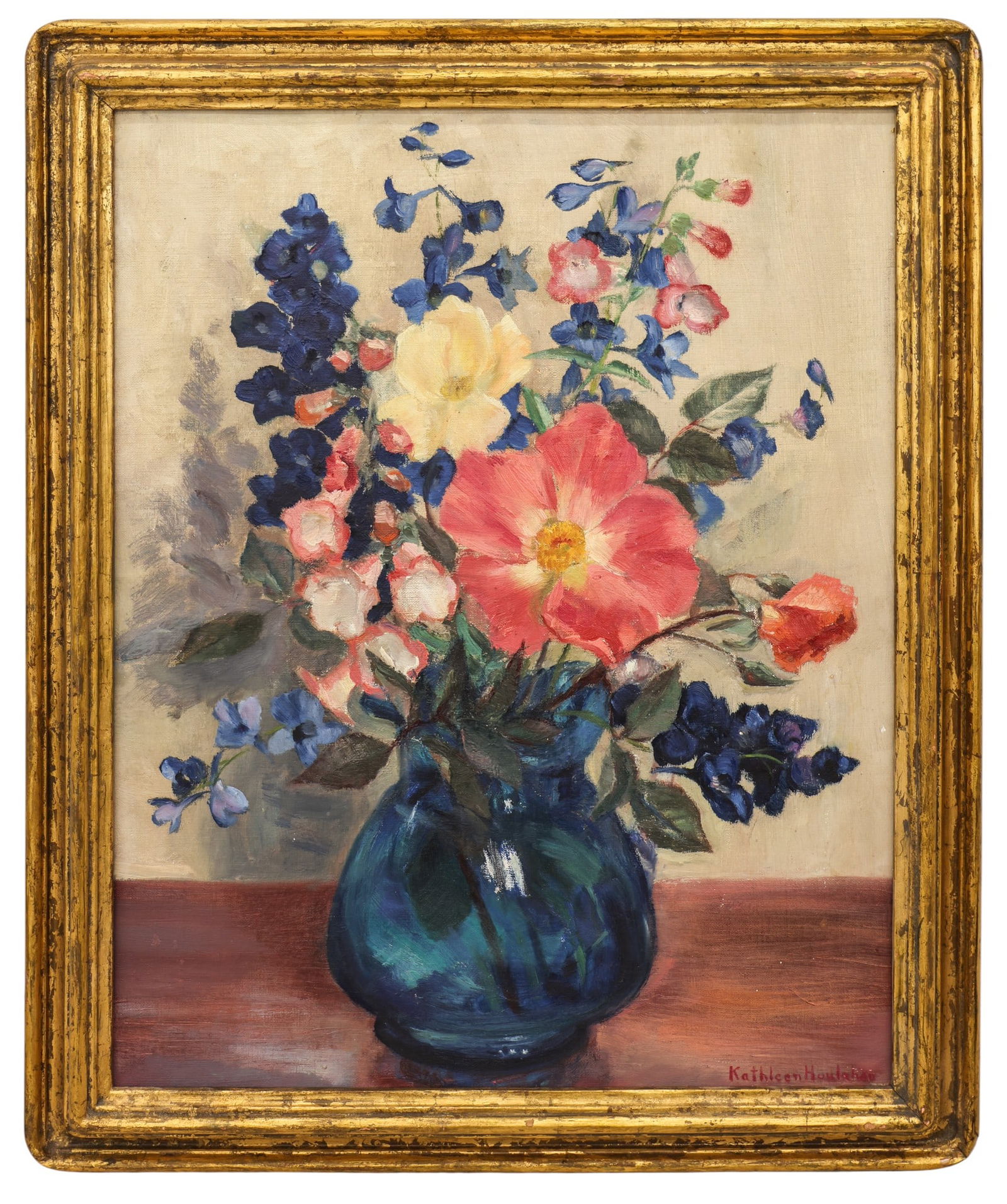 Kathleen Eva Houlahan "Still Life with Blue Vase" Oil on Canvas - 2