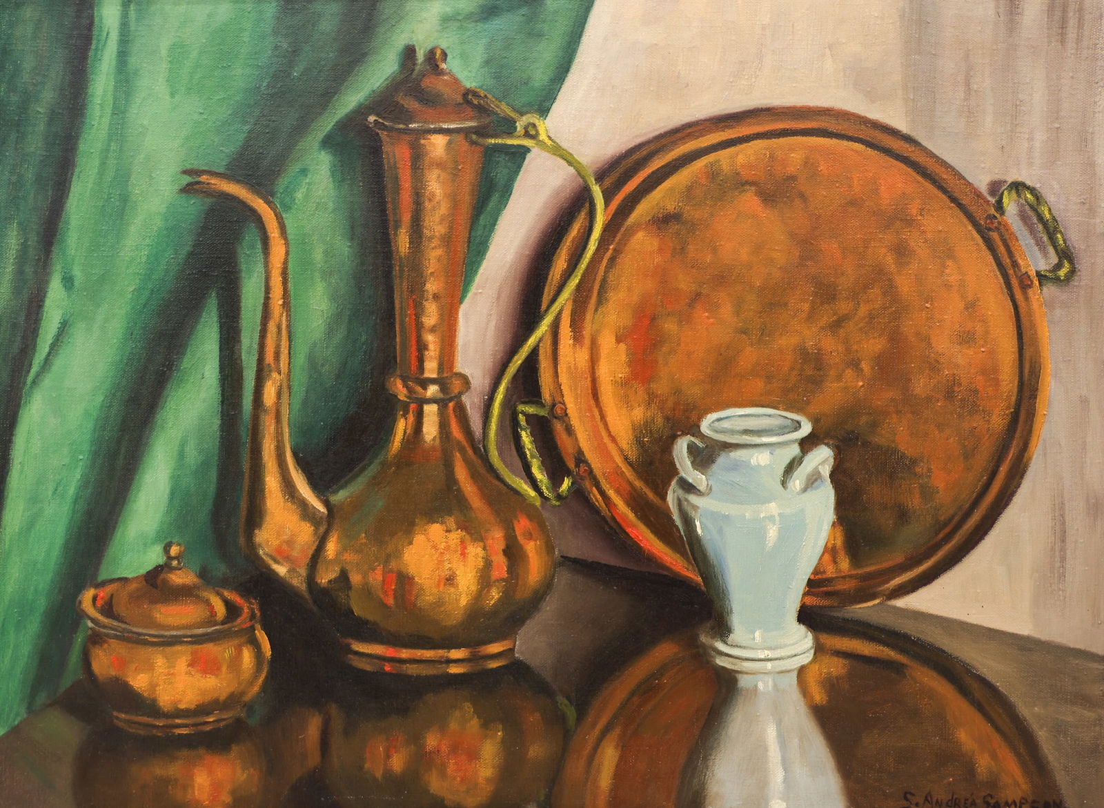Selma Andrea Sampson "Russian Copper Set" (Still Life) Oil on Canvas (1 of 3)