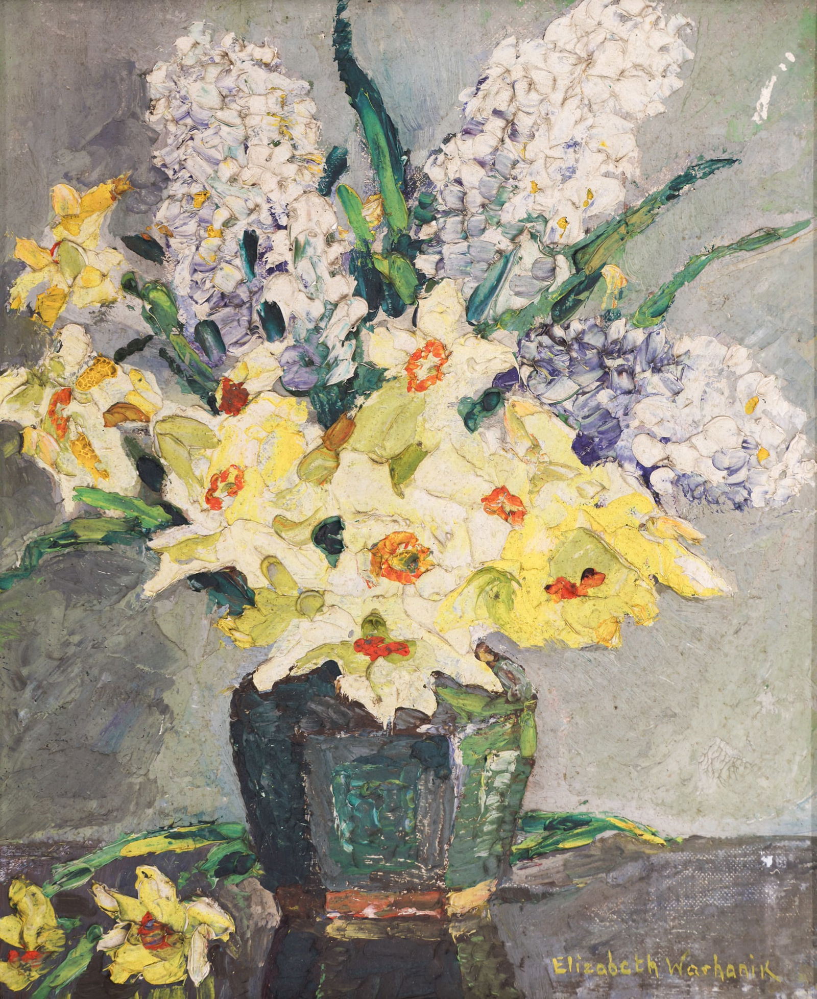Elizabeth Warhanik "Floral Still Life" Oil on Board (1 of 2)