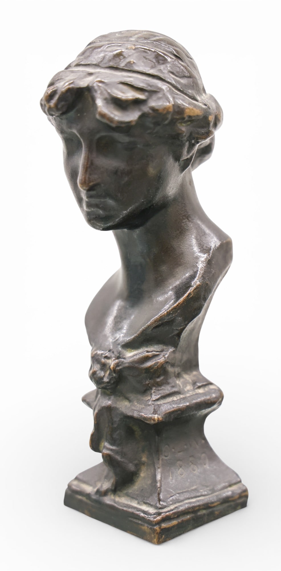 Olin Levi Warner "Bust of Maiden" 1880 Bronze Sculpture (1 of 3)