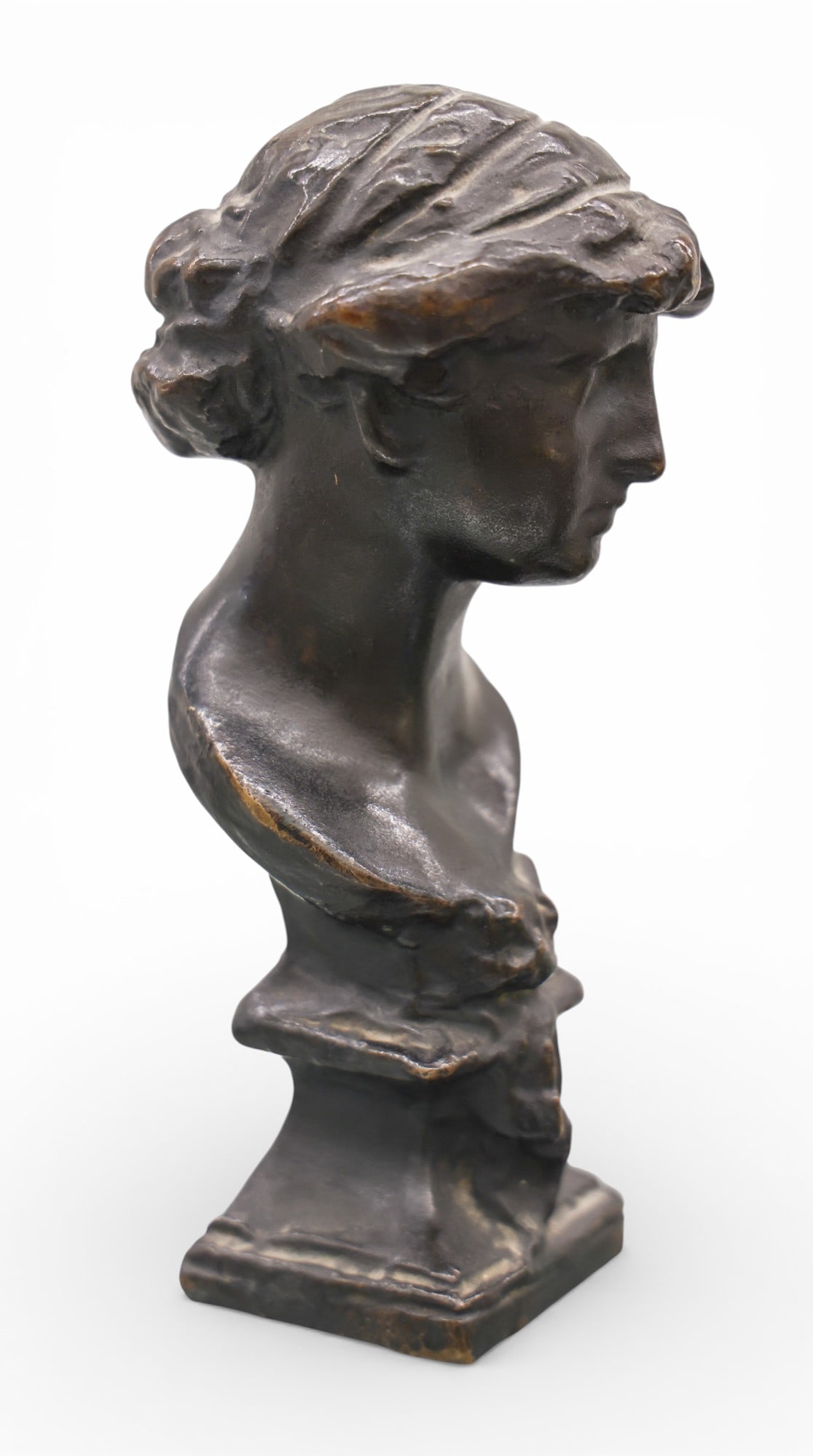 Olin Levi Warner "Bust of Maiden" 1880 Bronze Sculpture - 3