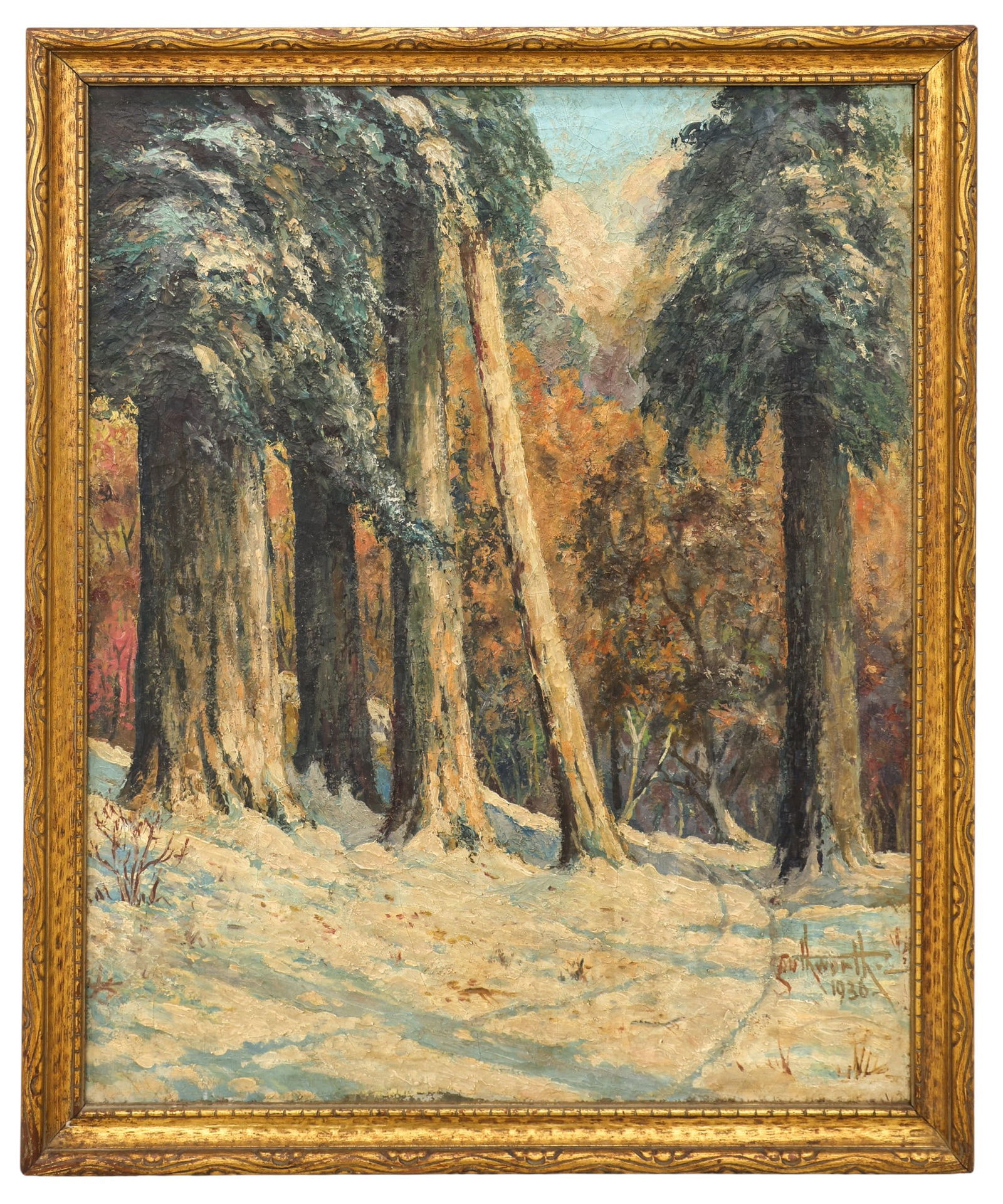 Frederick Southworth "The First Snow in the Forest" 1936 Oil on Canvas - 2