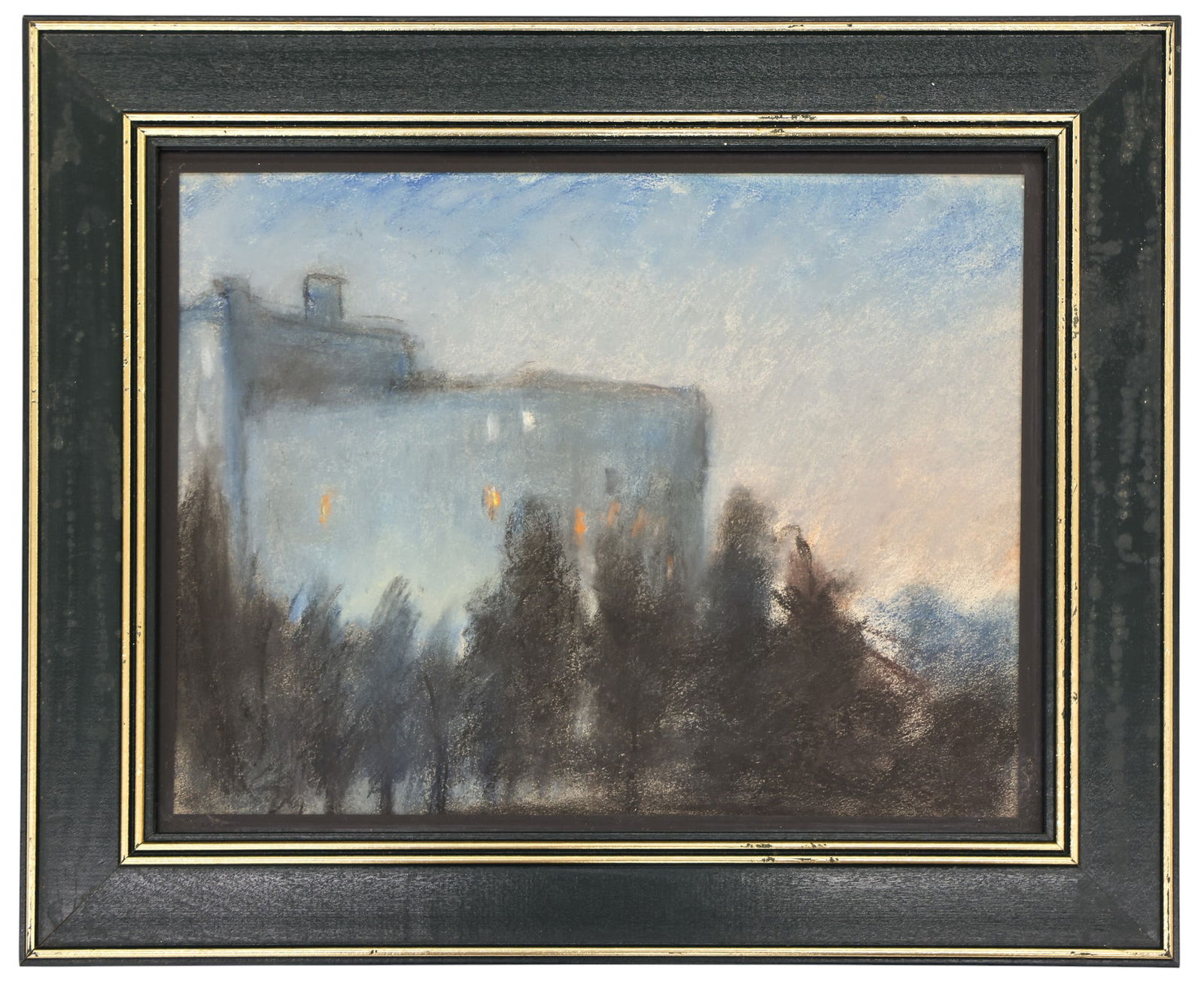 Kathleen Eva Houlahan "Building at Dusk" Pastel on Paper - 2