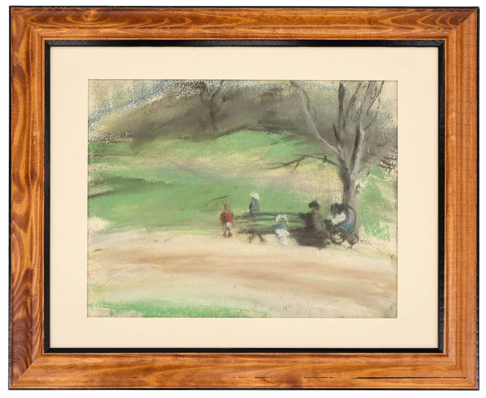 4pc Kathleen Eva Houlahan "Park Scenes" Pastels on Paper - 2