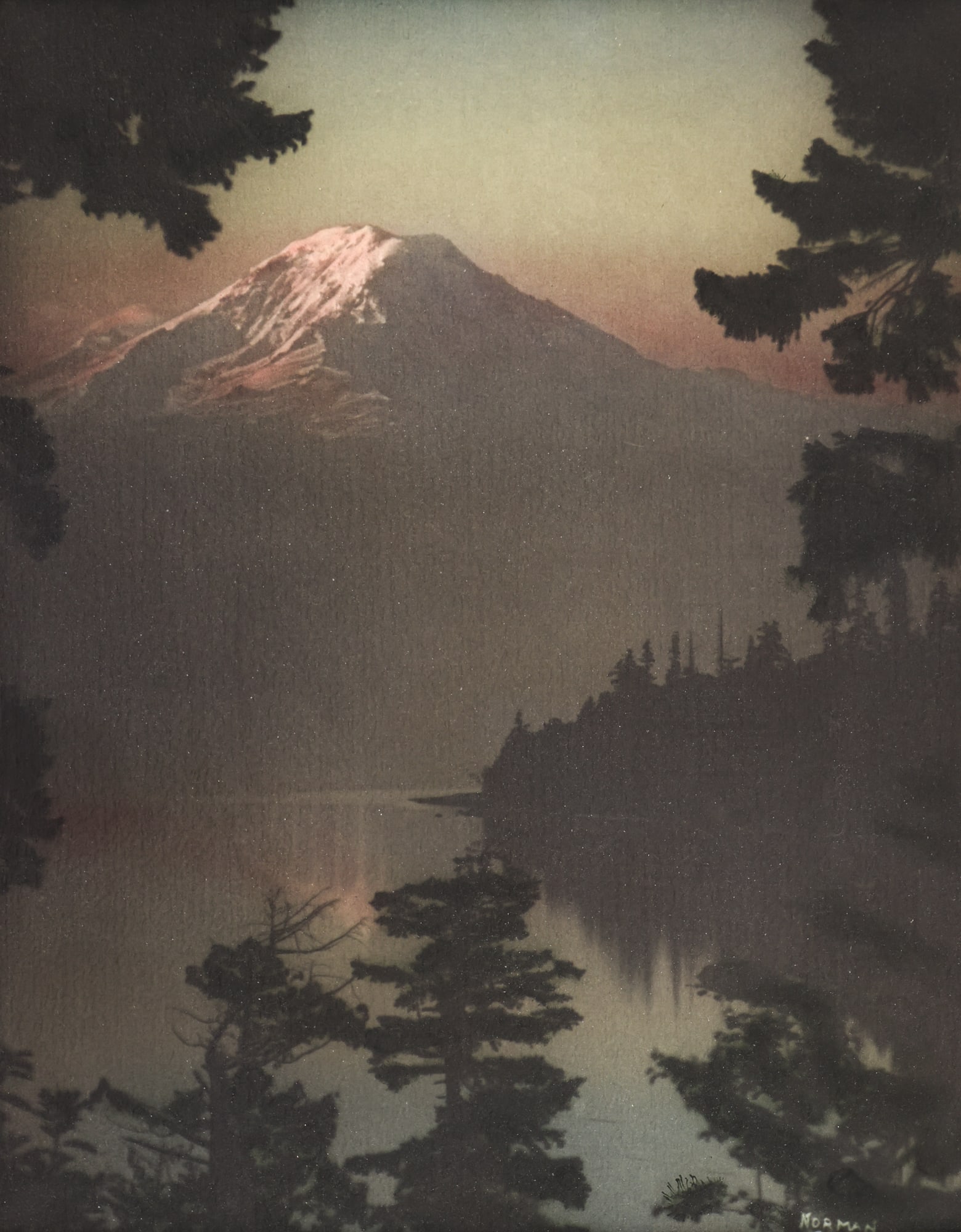 Norman Edson "Moonlight" Tinted Photograph: Norman Edson (1879-1968 Washington) "Moonlight" Tinted Photograph 10"x8" Image. Signed l.r. Original framing 11.5"x9.5". Excellent condition.