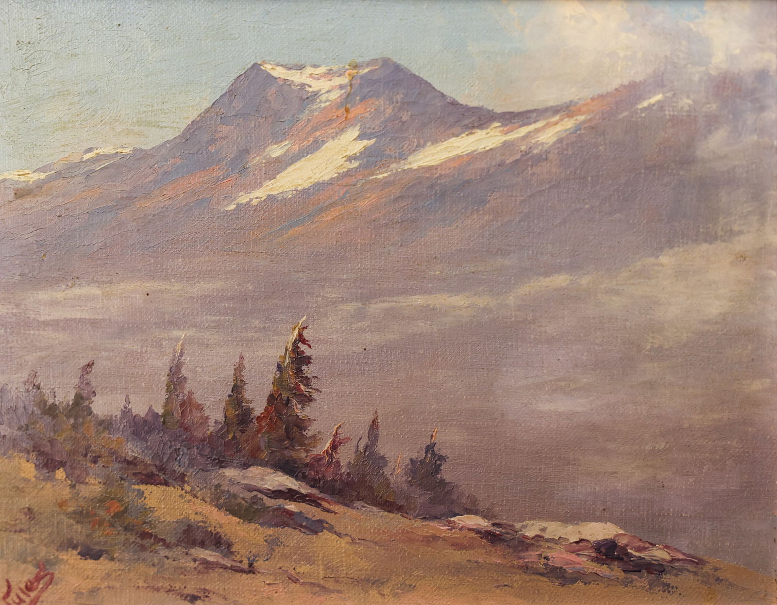 Jules Dahlager "Autumn Colors on Mt. Achilles" Oil on Board (1 of 3)
