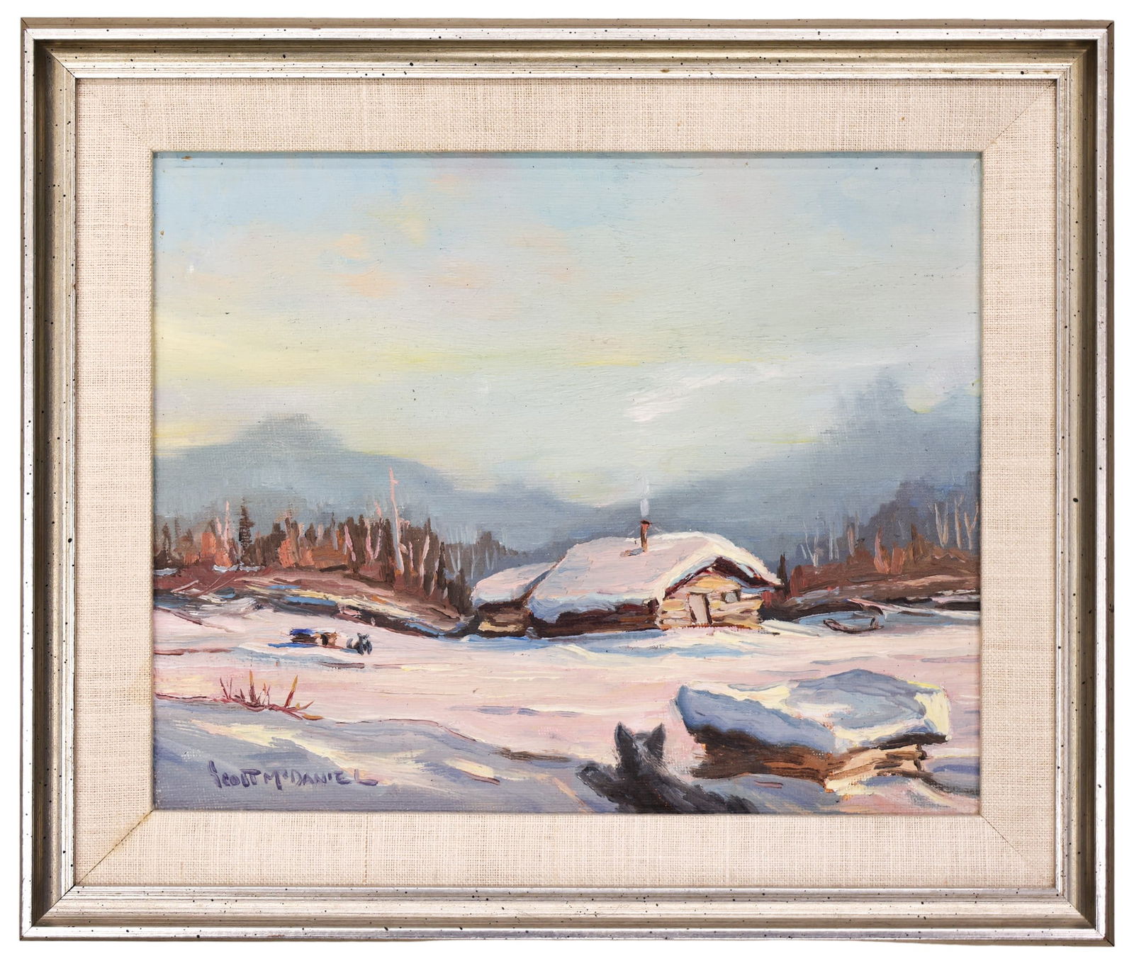 Scott McDaniel "Winter Cabin" Oil on Canvas - 2