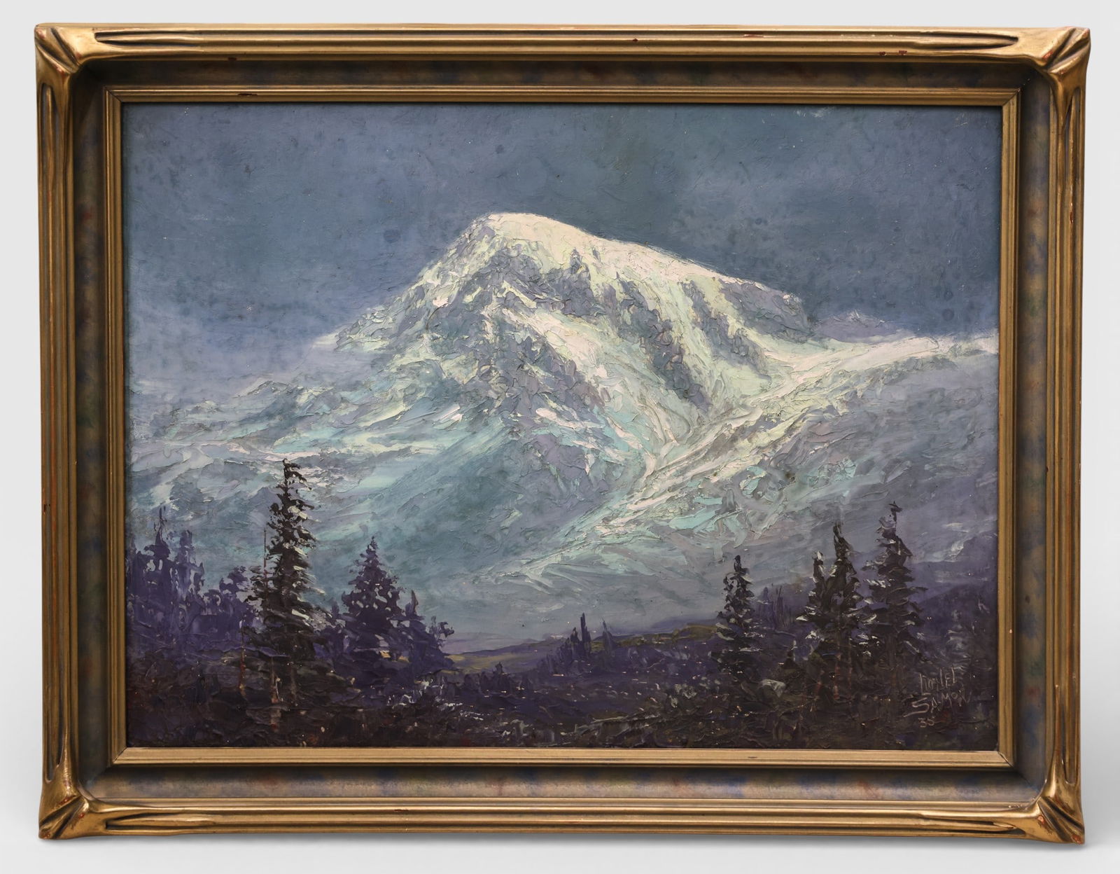Lionel Salmon "Mount Rainier" 1935 Oil on Board - 2