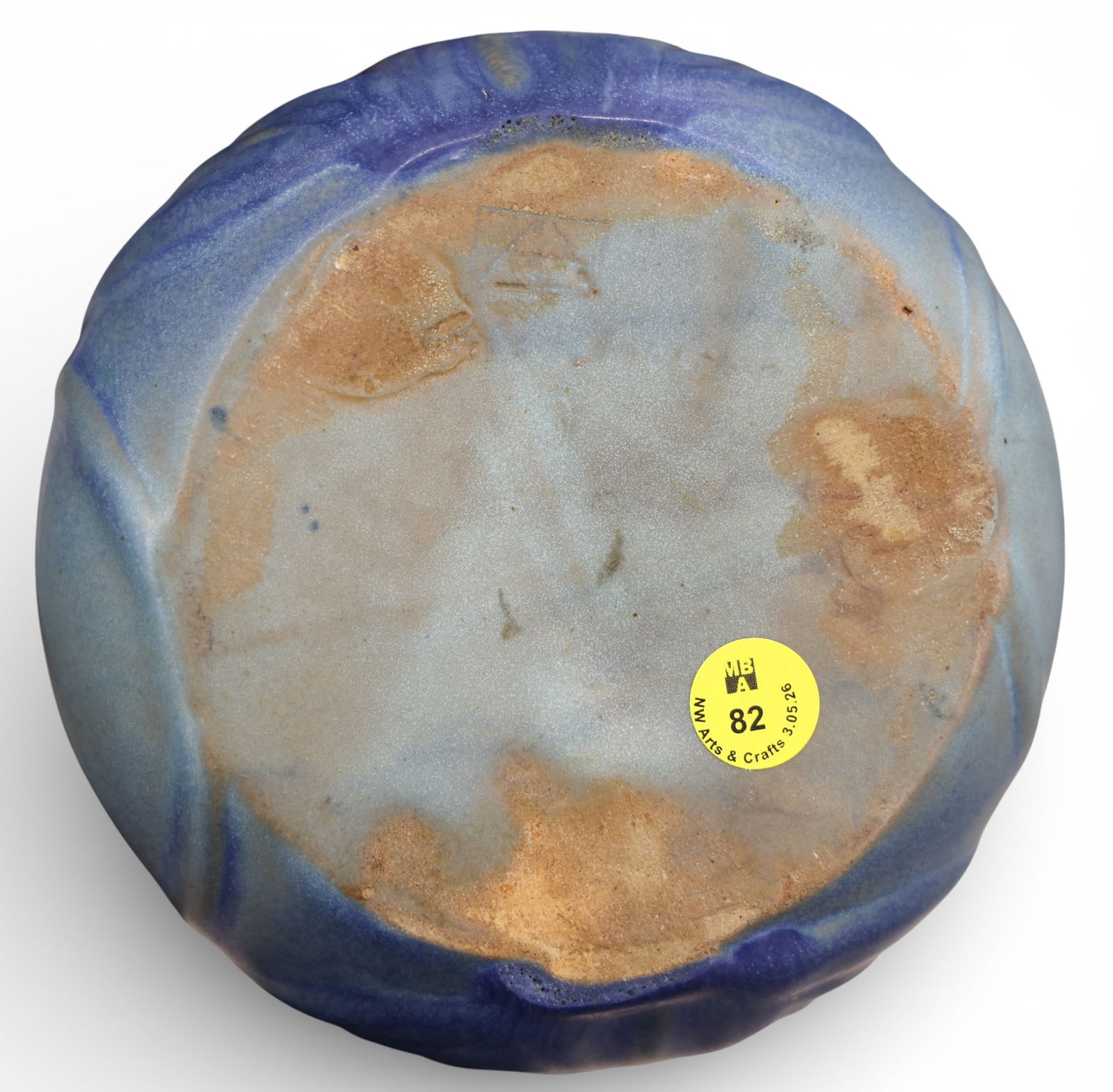 Early Van Briggle Blue Handled Vase with Trefoils - 3