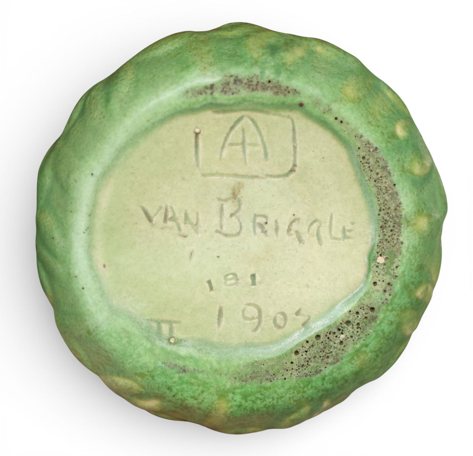 Van Briggle 1903 Green Vase with Blossoms - 2