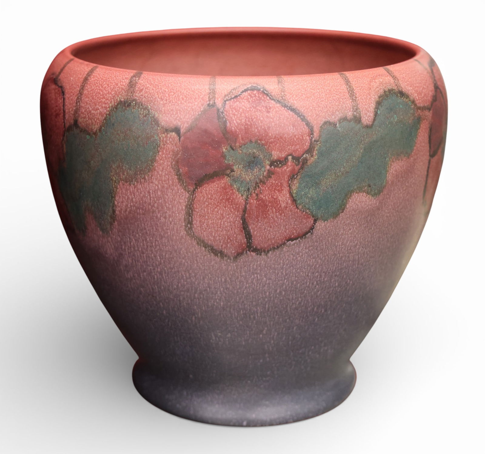 Charles Todd for Rookwood 1920 Vellum Glazed Jardinier: Charles Todd for Rookwood 1920 Vellum Glazed Jardinier 8.5"x9.5". Floral motifs around rim. Incised artist"s mark on bottom. Excellent condition.