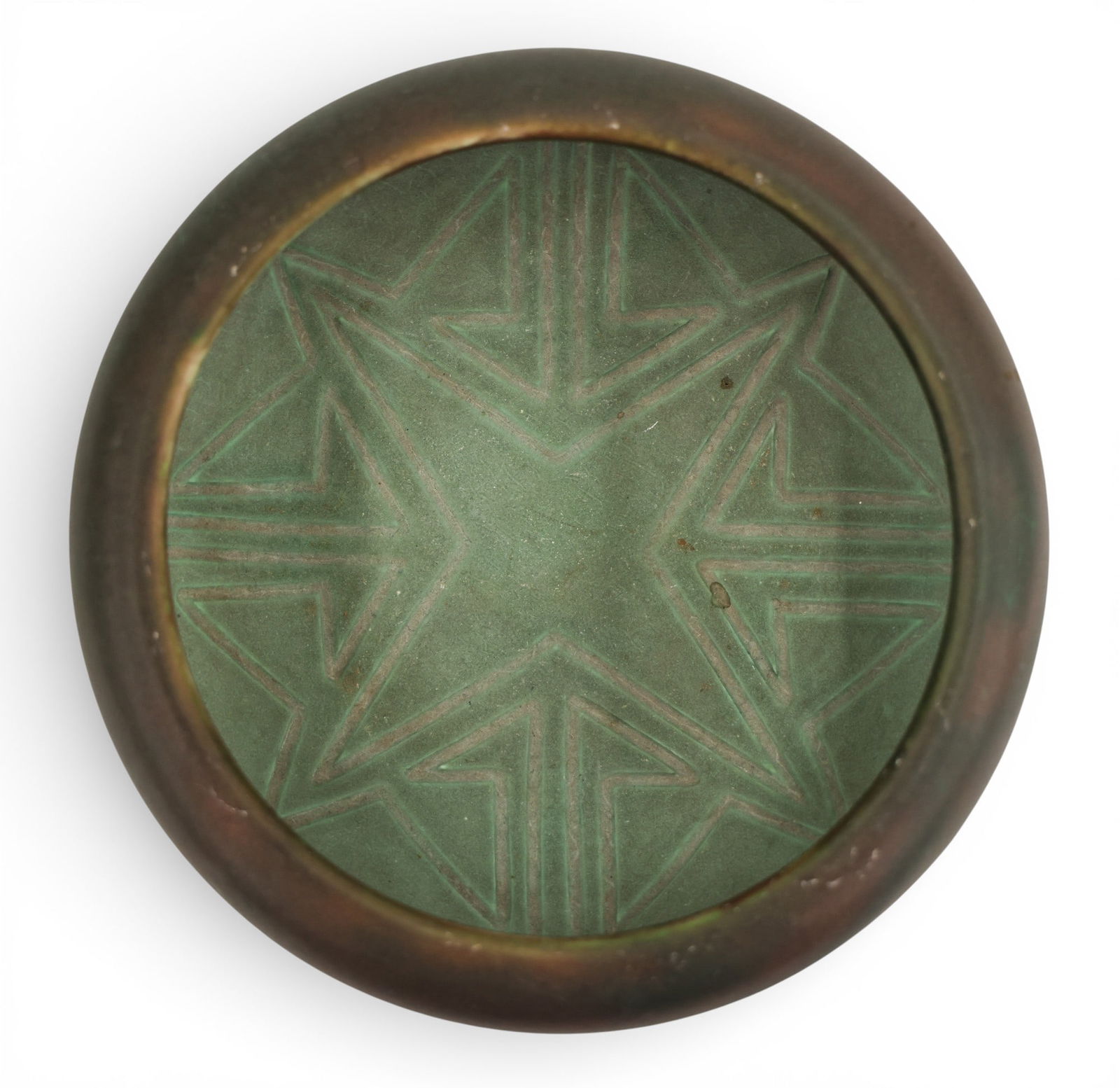 Van Briggle 1905 Matte Green Star Bowl (1 of 2)