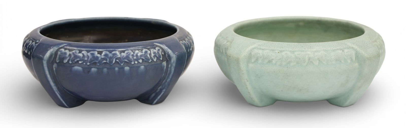 2pc Rookwood Pottery Footed Blue Bowls 1919-1921 (1 of 2)