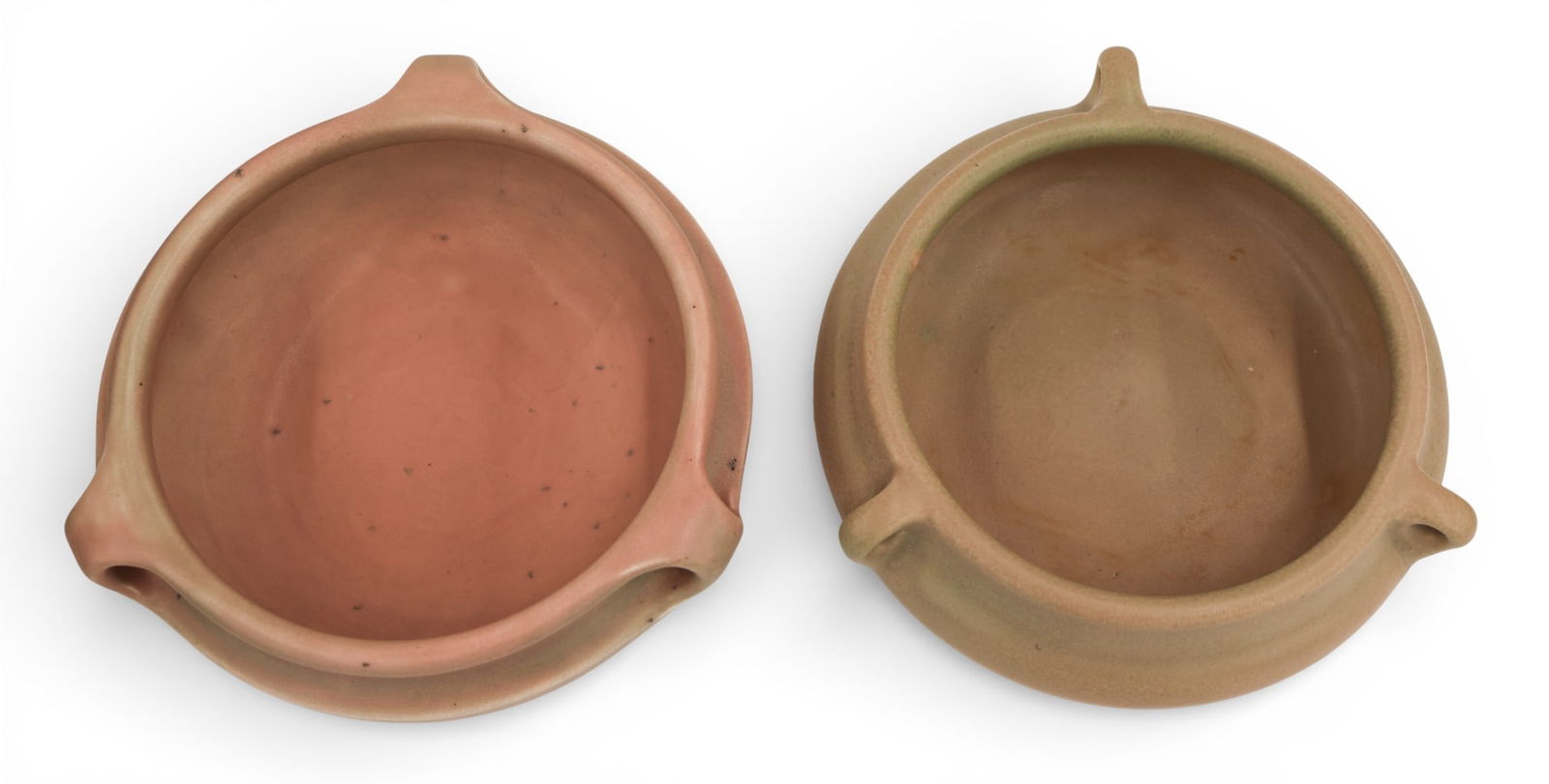 2pc Rookwood Pottery Pink Hanging Bowls 1920-1928 - 2