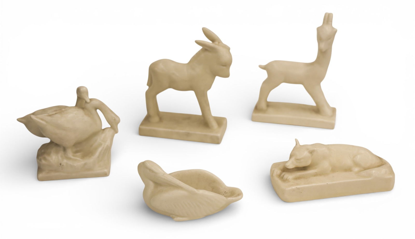 5pc Rookwood White Pottery Assorted Animals 1933-1936 (1 of 1)