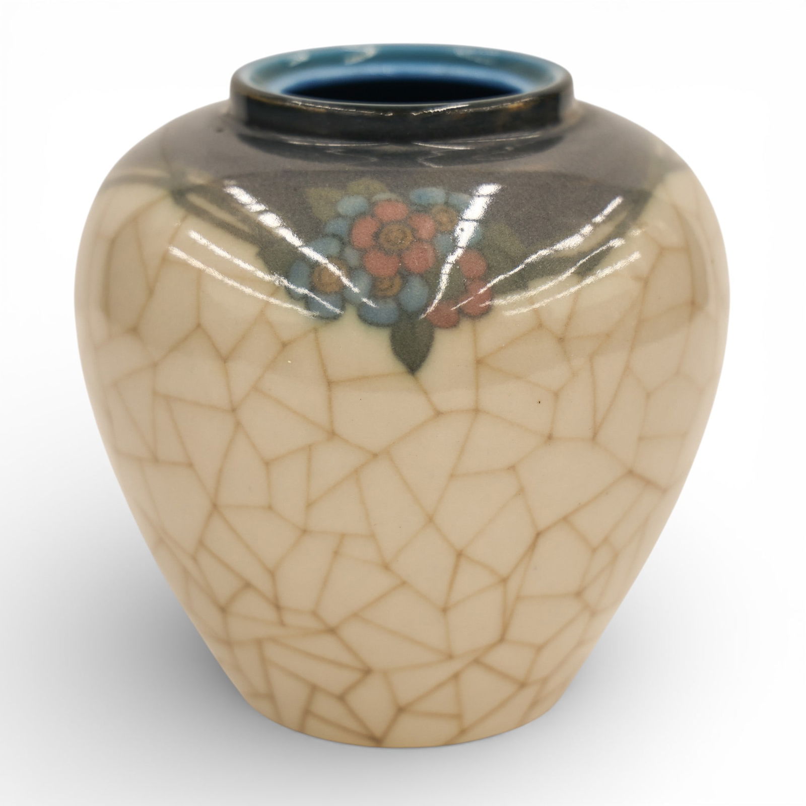Sara Sax for Rookwood 1918 Floral Pottery Jar: Sara Sax for Rookwood 1918 Floral Pottery Jar 5.25". Missing lid. Excellent condition.