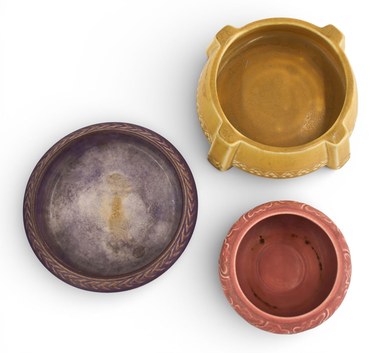 3pc Rookwood Arts & Crafts Small Pottery Bowls 1914-1929 - 2
