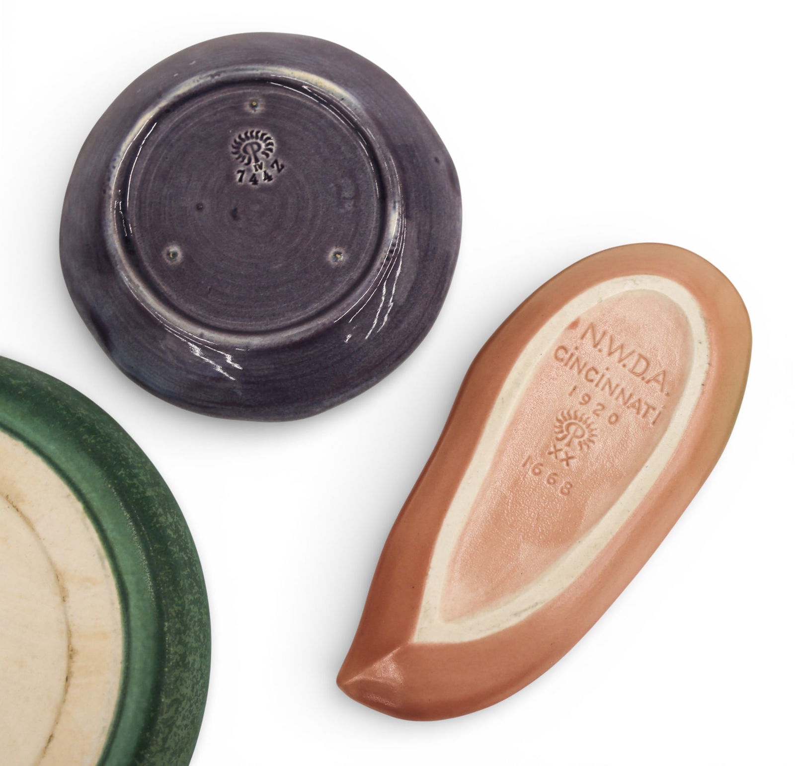 3pc Rookwood Advertising Pottery Trays 1904-1962 - 2