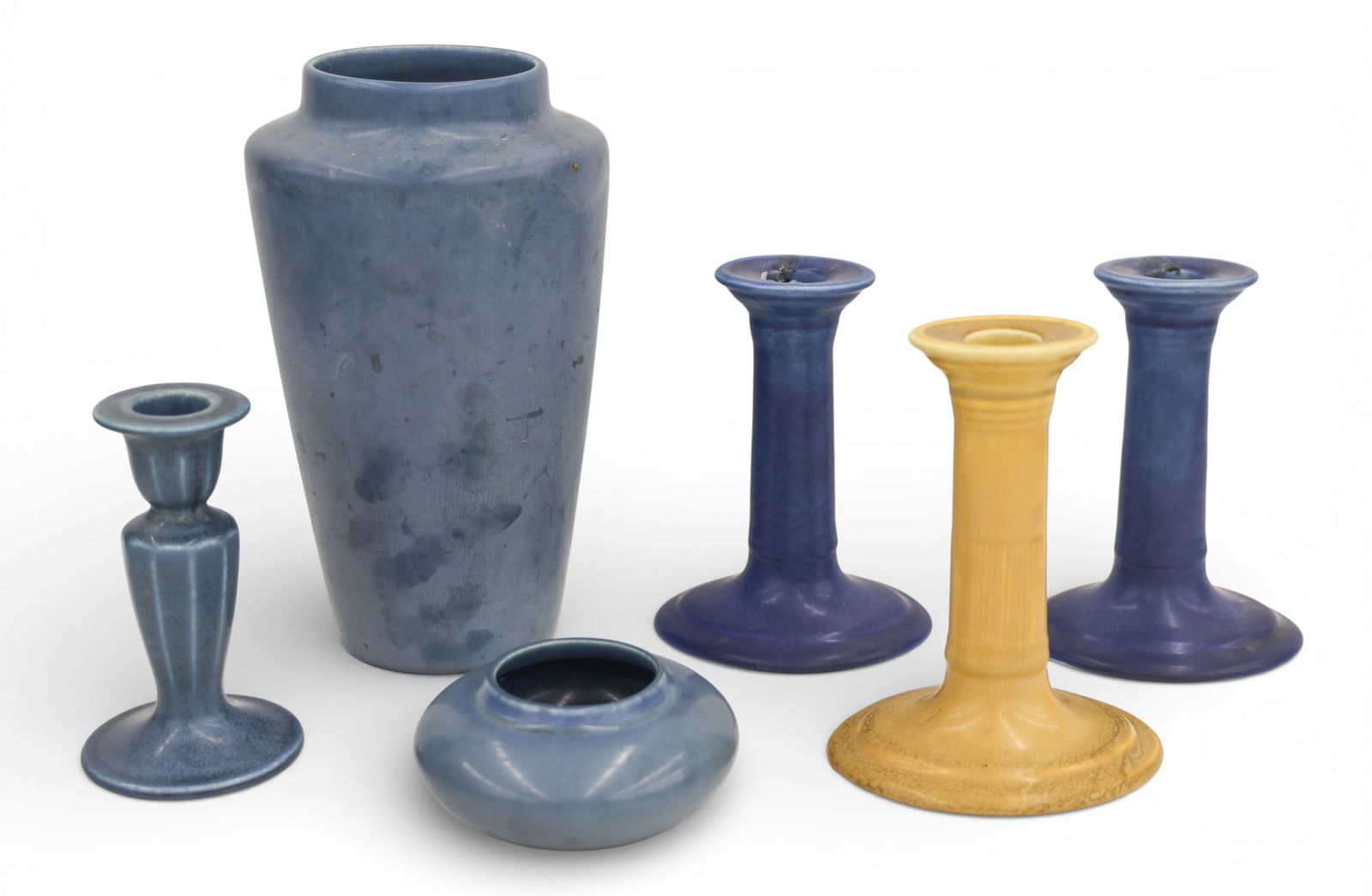 6pc Rookwood Blue and Yellow Glazed Assorted Pottery (1 of 1)