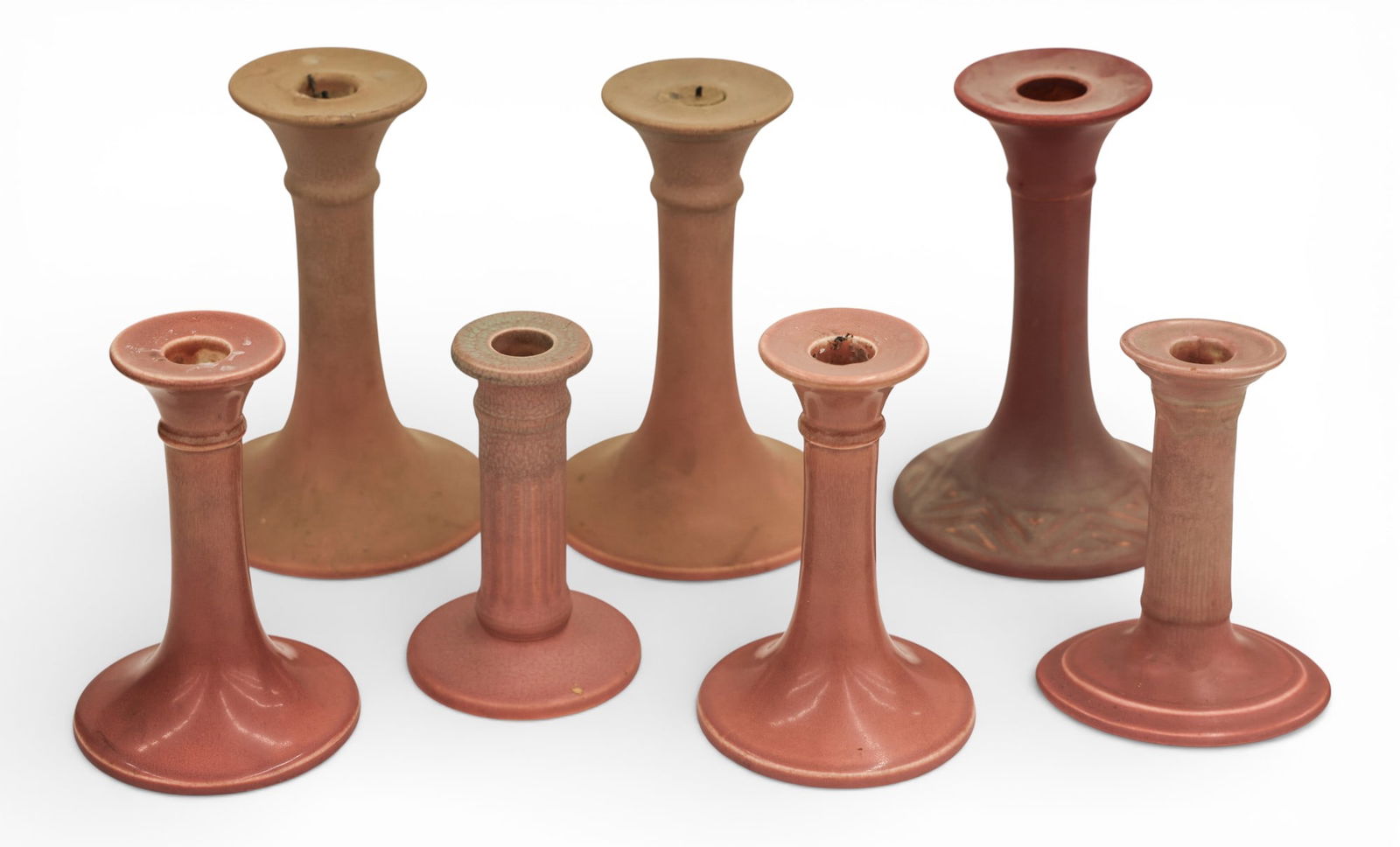 7pc Rookwood Pottery Pink Candlesticks (1 of 1)