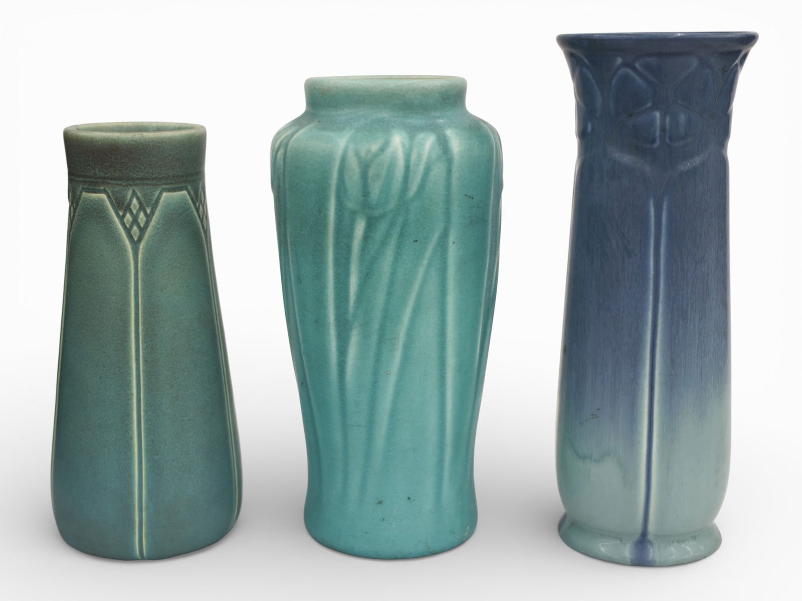 3pc Rookwood Blue Arts & Crafts Pottery Vases 1915-1921 (1 of 1)