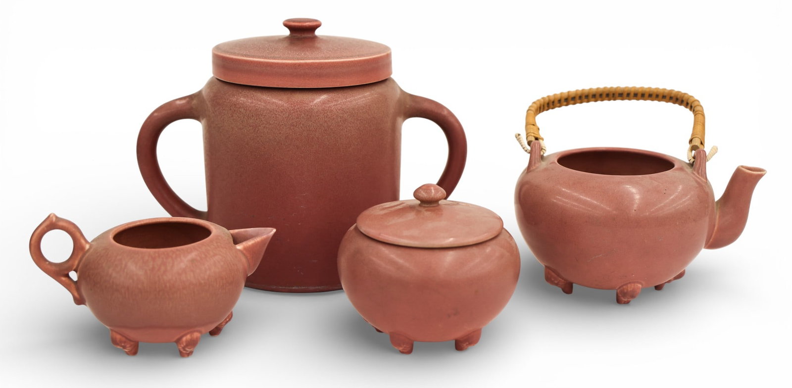 4pc Rookwood Pink Pottery Tea Set and Jar 1918-1921 (1 of 1)