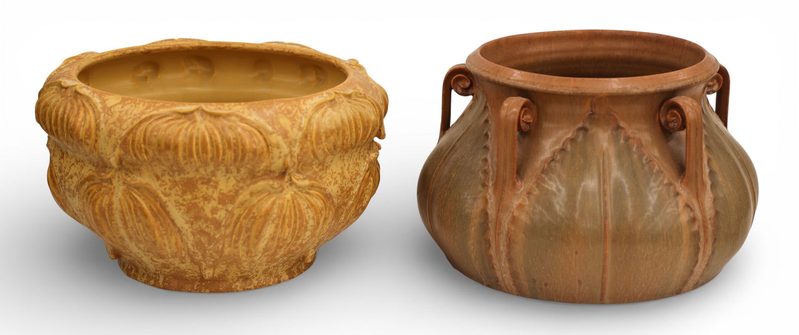 2pc Ephraim Pottery Arts & Crafts Style Pottery Planters (1 of 1)